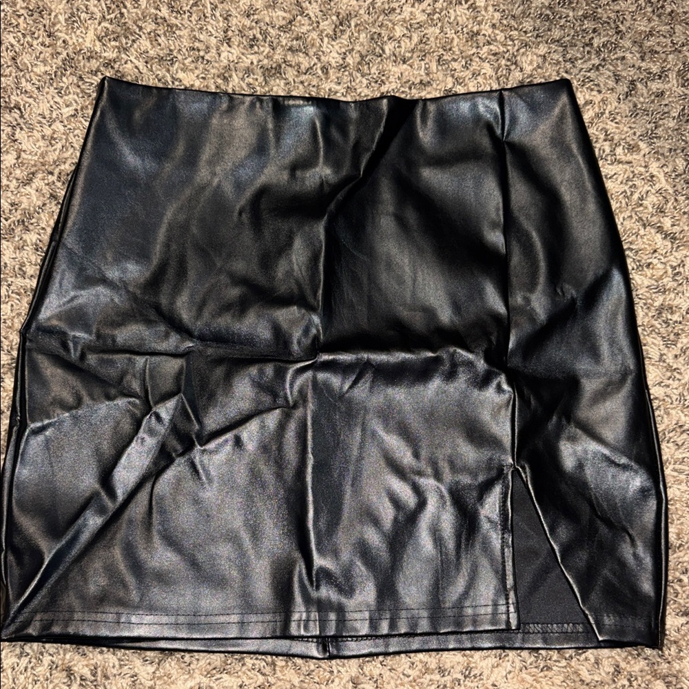 Black Faux Leather Skirt